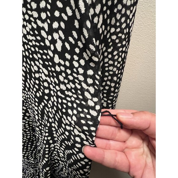 Zara Dress Black White Polka Dot Chiffon Long Sleeve Mini Button Up Size S New - Picture 4 of 11